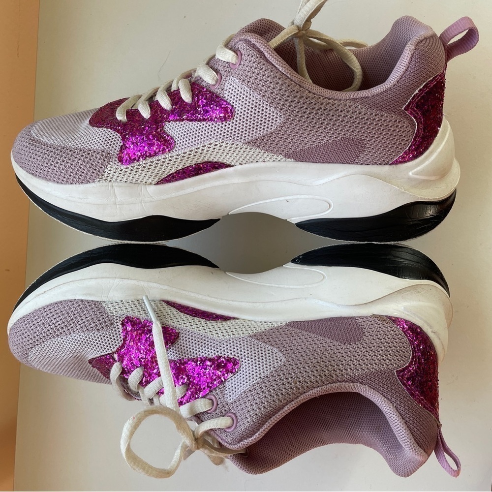 Purple Chunky Platform Sneakers BTS Army Glitter 8 - Picture 6 of 7
